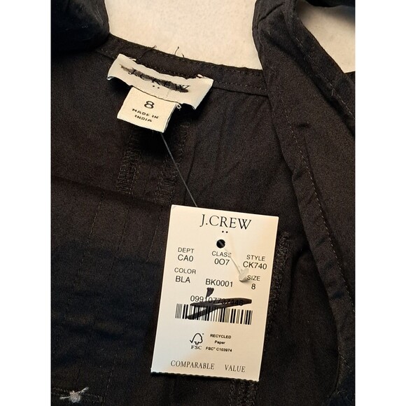 J.Crew Sleeveless Button-up Peplum Top Black Squareneck CK740n Size 8 NWT - Picture 4 of 9